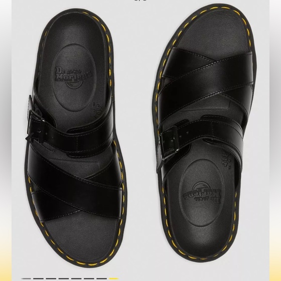 Dr. MARTENS RYKER BLACK LEATHER STRAP SLIDE SANDALS UNISEX MENS 4, WOMENS 5 - Picture 6 of 14